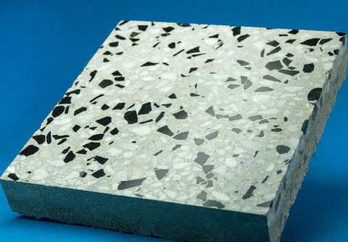 Terrazzo tile with coating